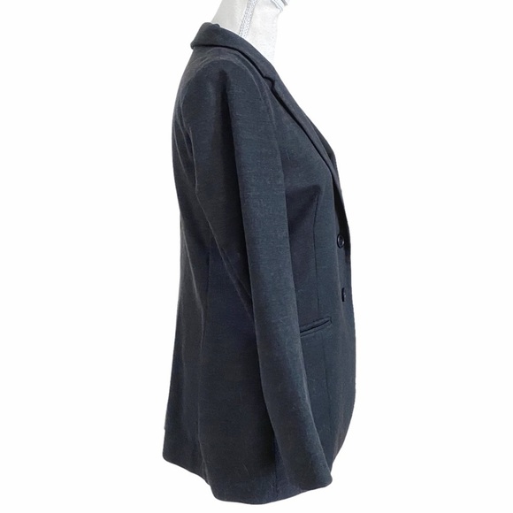 JUDITH & CHARLES DARK GREY CHAMBRAY NOTCHED LAPEL BUTTON FRONT BLAZER JACKET - 8 - Picture 2 of 10